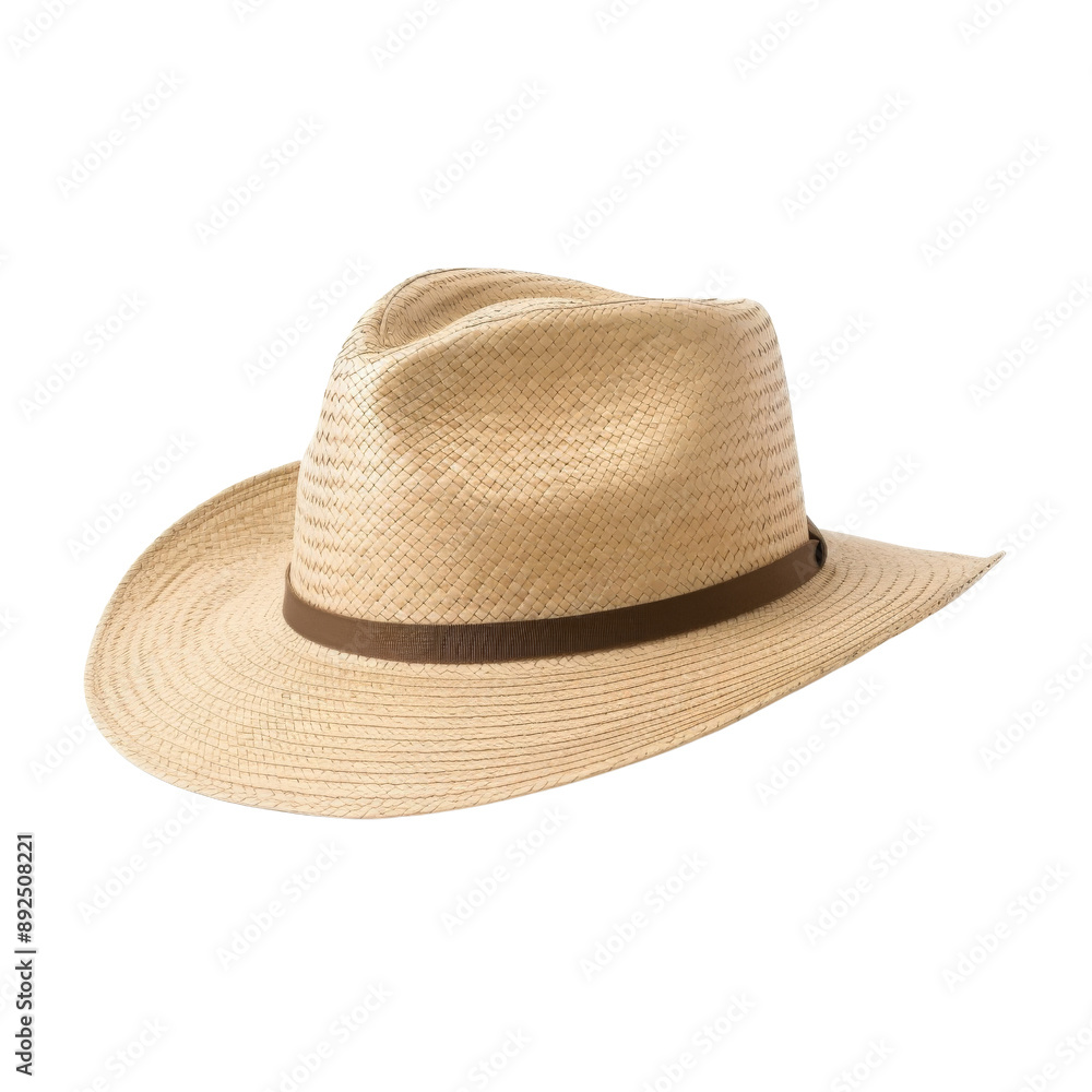 Isolated Straw Hat with Brown Band, No Background, Transparency. Isolated Straw Hat with Brown Band, No Background, Transparency.