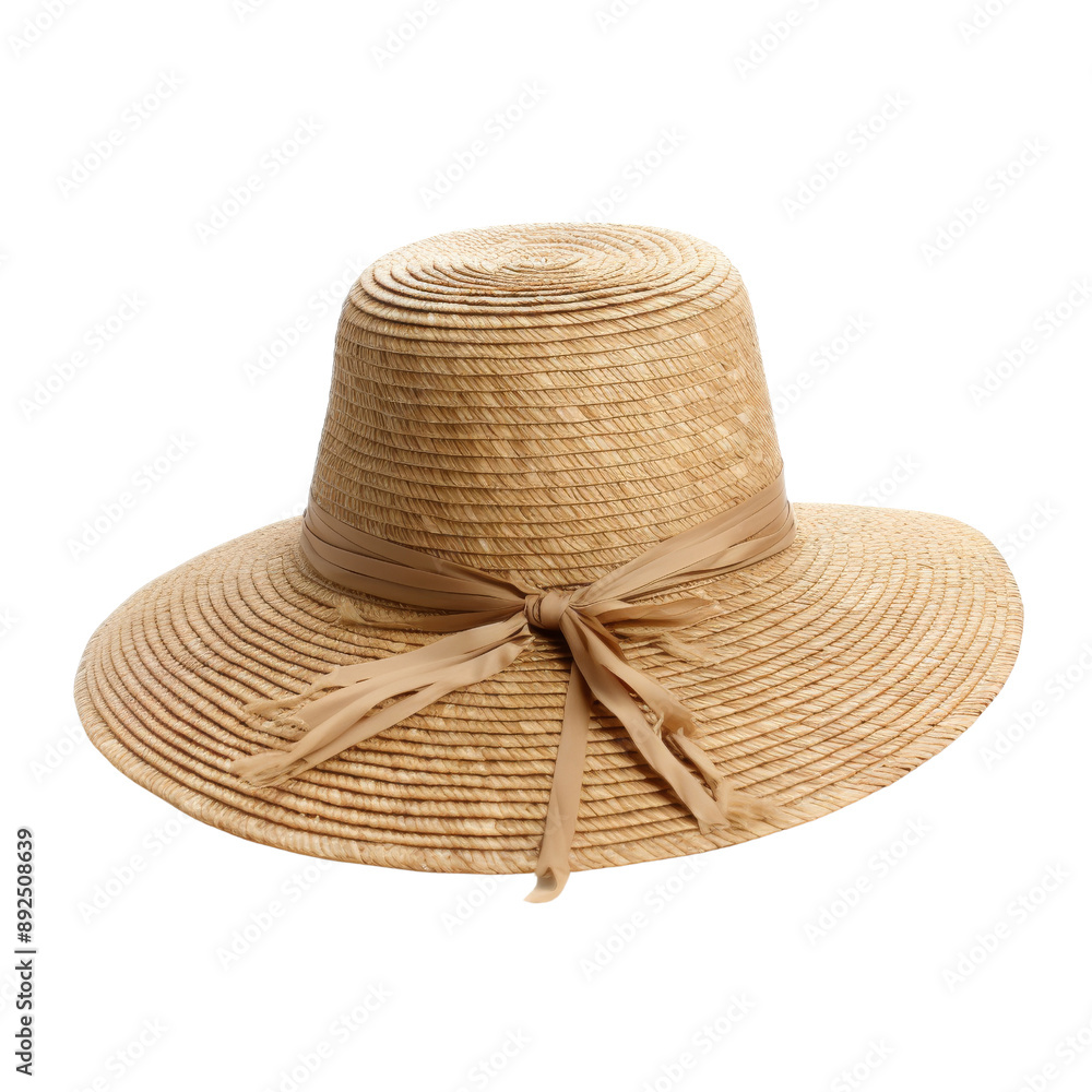 Isolated Straw Beach Hat With Ribbon Without Background. Isolated Straw Beach Hat With Ribbon Without Background.