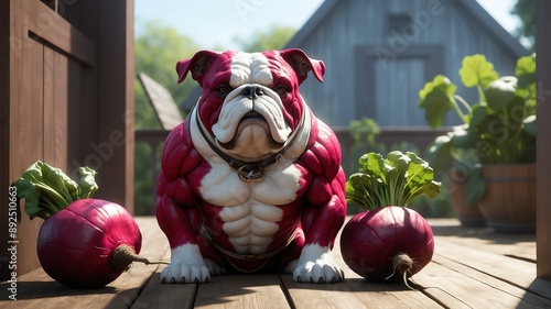 a beet transformed into a bulldog with the skin formin background photo