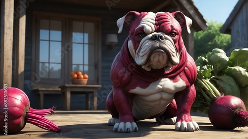 a beet transformed into a bulldog with the skin formin background photo