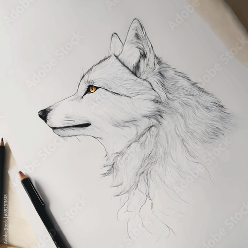 Drawing head wolf form Illustrator Artwork