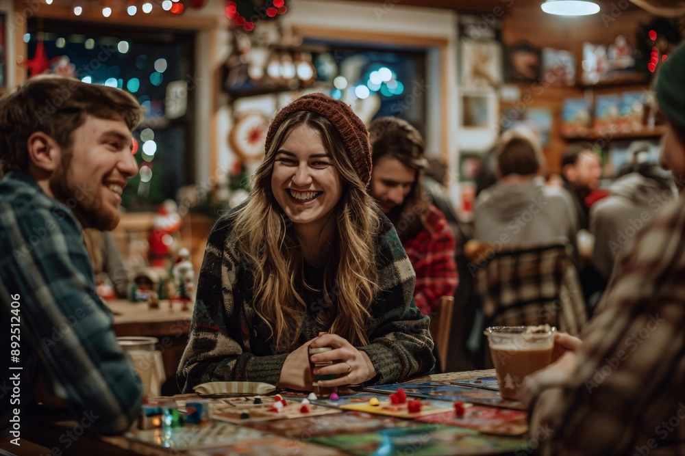 Fototapeta premium a group of people sitting around a table playing a game
