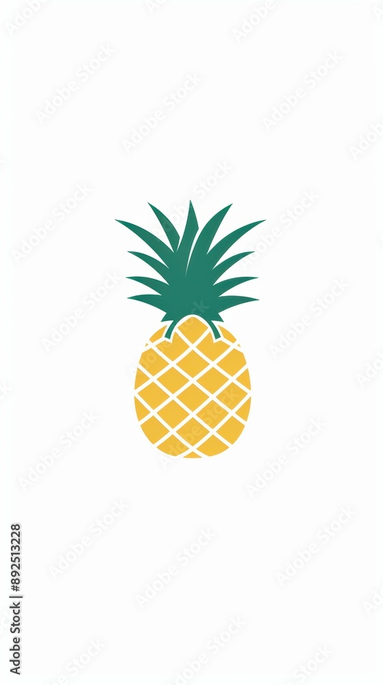 A simple illustration of a pineapple, with only one in the center of the image, symbolizing the art. Dynamic on a clean white background. A simple illustration of a pineapple, with only one in the center of the image, symbolizing the art. Dynamic on a clean white background.