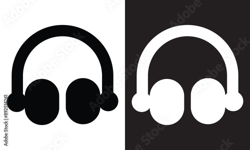 Headphones icon. Earphones symbol. Headset vector. Music audio equipment pictogram. Sound concept.  isolated on white and black background. Vector illustration. EPS 10