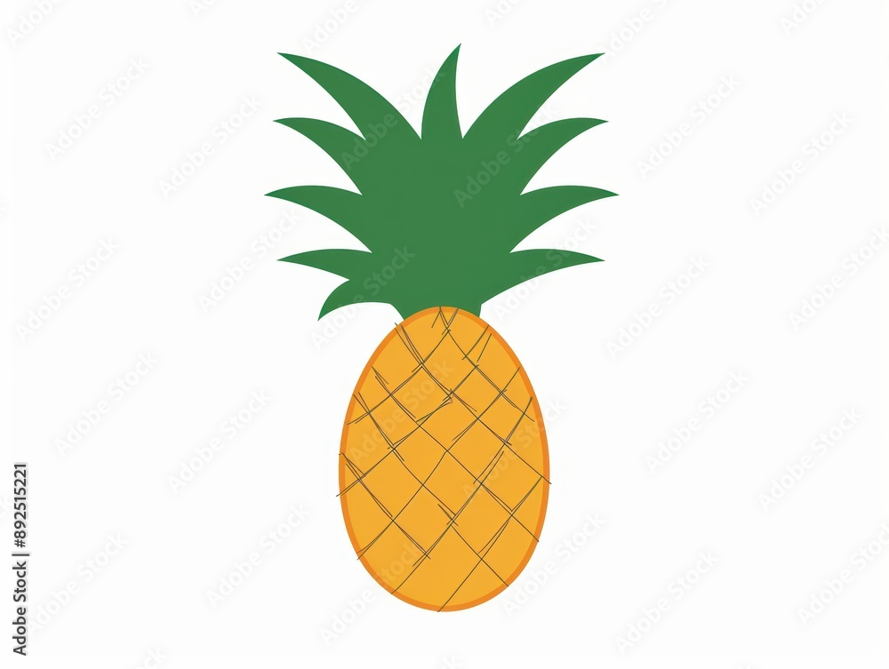 A simple illustration of a pineapple, with only one in the center of the image, symbolizing the art. Dynamic on a clean white background. A simple illustration of a pineapple, with only one in the center of the image, symbolizing the art. Dynamic on a clean white background.