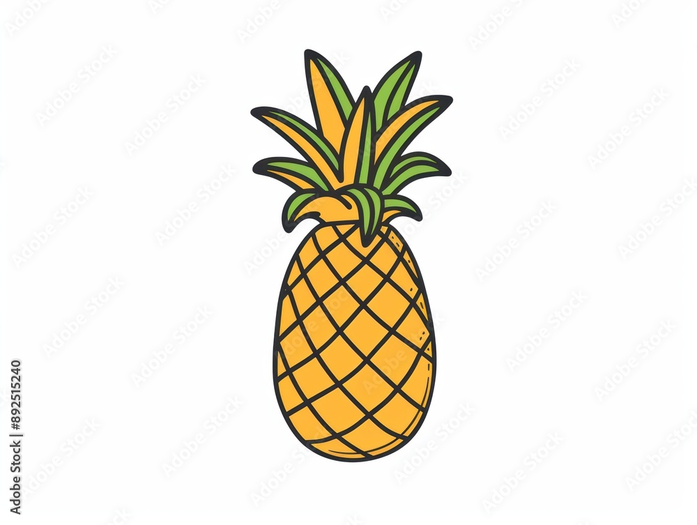 A simple illustration of a pineapple, with only one in the center of the image, symbolizing the art. Dynamic on a clean white background. A simple illustration of a pineapple, with only one in the center of the image, symbolizing the art. Dynamic on a clean white background.