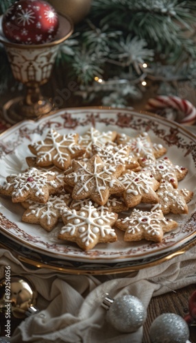 a plate of christmas cookies on a table