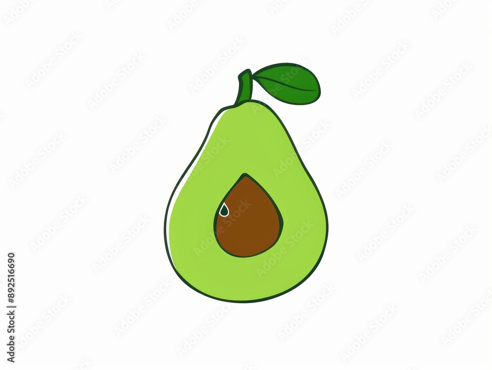 A simple illustration of an avocado, with only one in the center of the image, is a symbol of art. Dynamic on a clean white background. A simple illustration of an avocado, with only one in the center of the image, is a symbol of art. Dynamic on a clean white background.