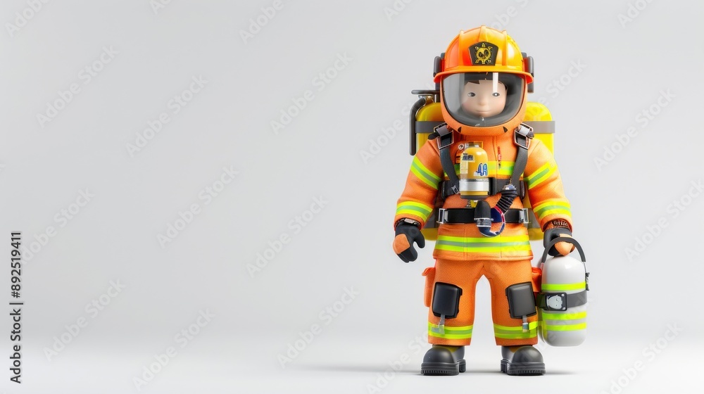 Brave Firefighter in Full Gear Ready for Action Brave Firefighter in Full Gear Ready for Action