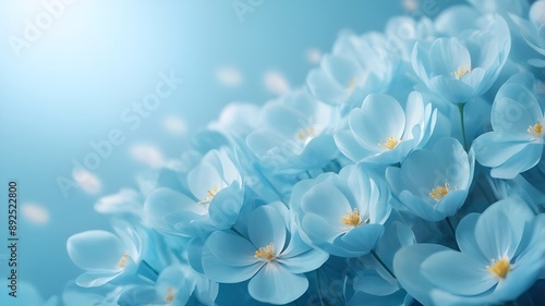 Light-Filled Flower Petals on Light Blue Romantic Background