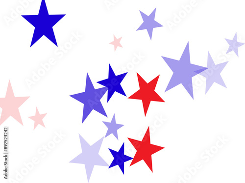  backdrop Vector Illustration, Blue and Red 4th of July Stars sparkles isolated on white.