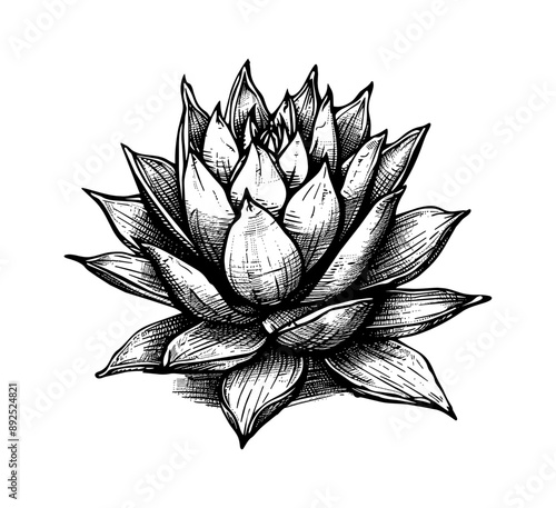 agave engraving black and white outline