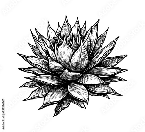agave engraving black and white outline