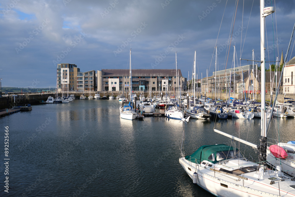 Historic Victoria Dock at Caernarfon, North Wales, now a marina Historic Victoria Dock at Caernarfon, North Wales, now a marina