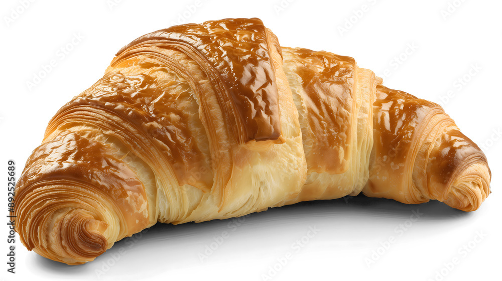 Golden Buttery Croissant Isolated on Transparent Background Golden Buttery Croissant Isolated on Transparent Background