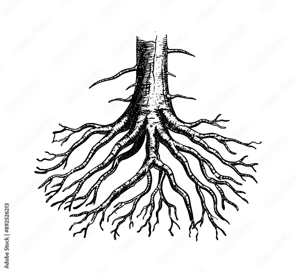 root tree engraving black and white outline root tree engraving black and white outline