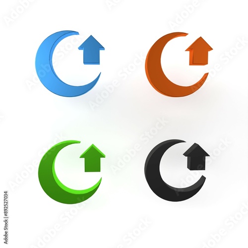 Free Download Colorful Moon icon isolated on white background. Minimalism concept. 3D render illustration - GFXLoad