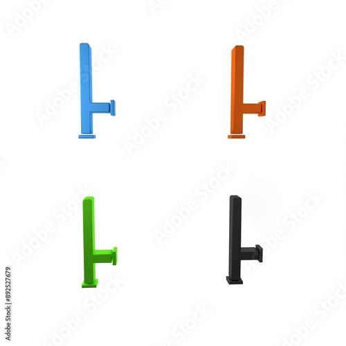 Colorful Police rubber baton icon isolated on white background. Rubber truncheon. Police Bat. Police equipment. Minimalism concept. 3D render illustration photo