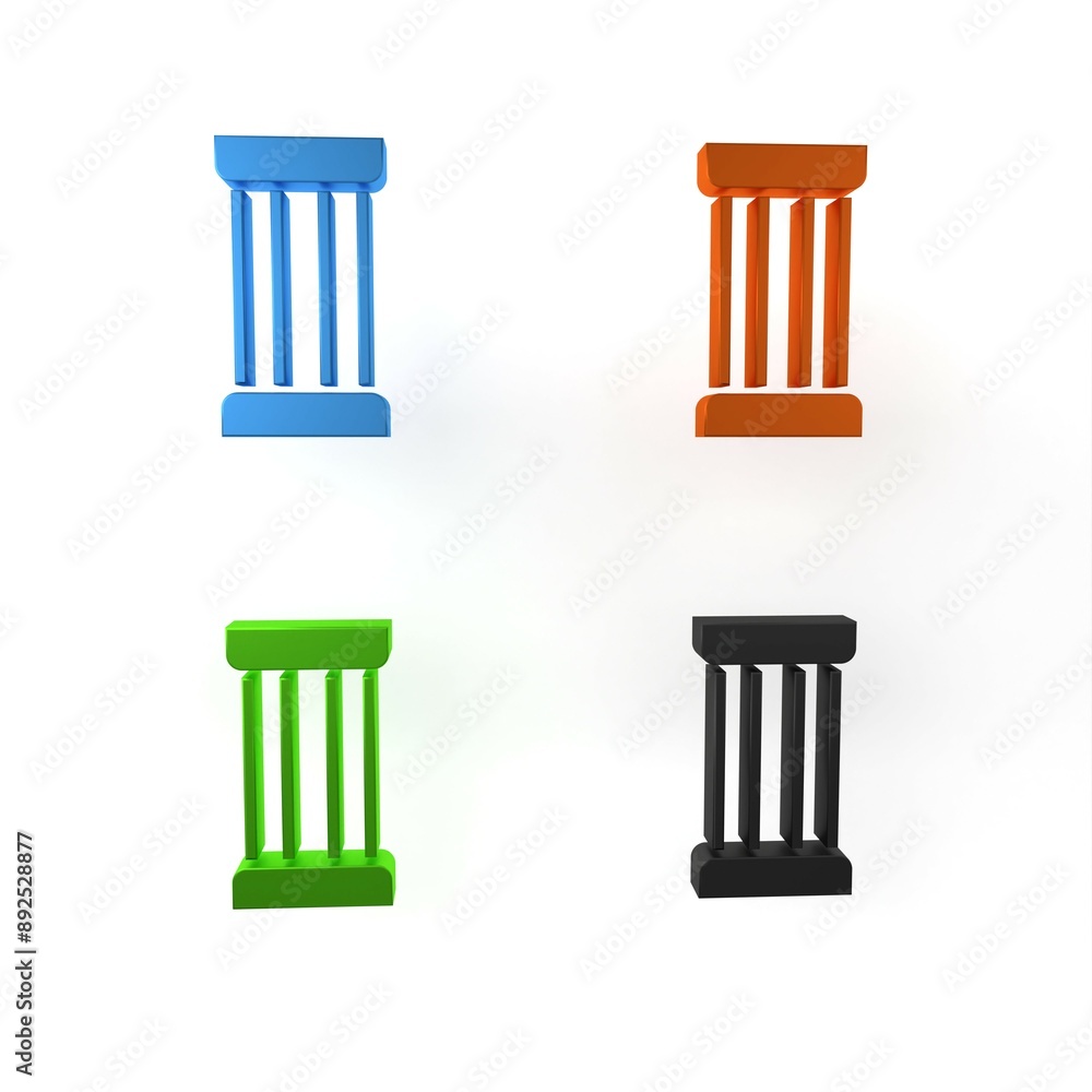 Colorful Ancient column icon isolated on white background. Minimalism concept. 3D render illustration Colorful Ancient column icon isolated on white background. Minimalism concept. 3D render illustration