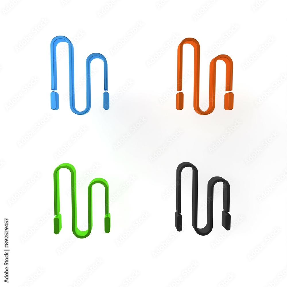 Colorful Jump rope icon isolated on white background. Skipping rope. Sport equipment. Minimalism concept. 3D render illustration Colorful Jump rope icon isolated on white background. Skipping rope. Sport equipment. Minimalism concept. 3D render illustration