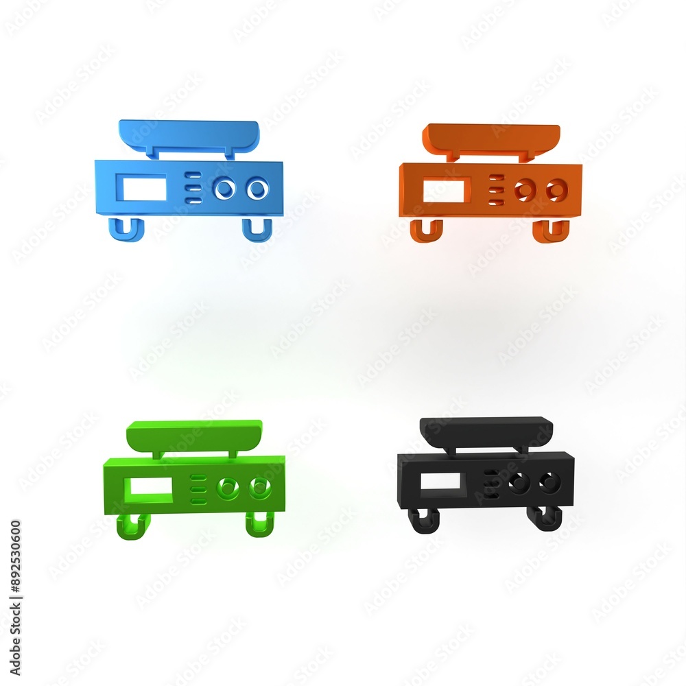 Colorful Electronic scales icon isolated on white background. Weight measure equipment. Minimalism concept. 3D render illustration Colorful Electronic scales icon isolated on white background. Weight measure equipment. Minimalism concept. 3D render illustration