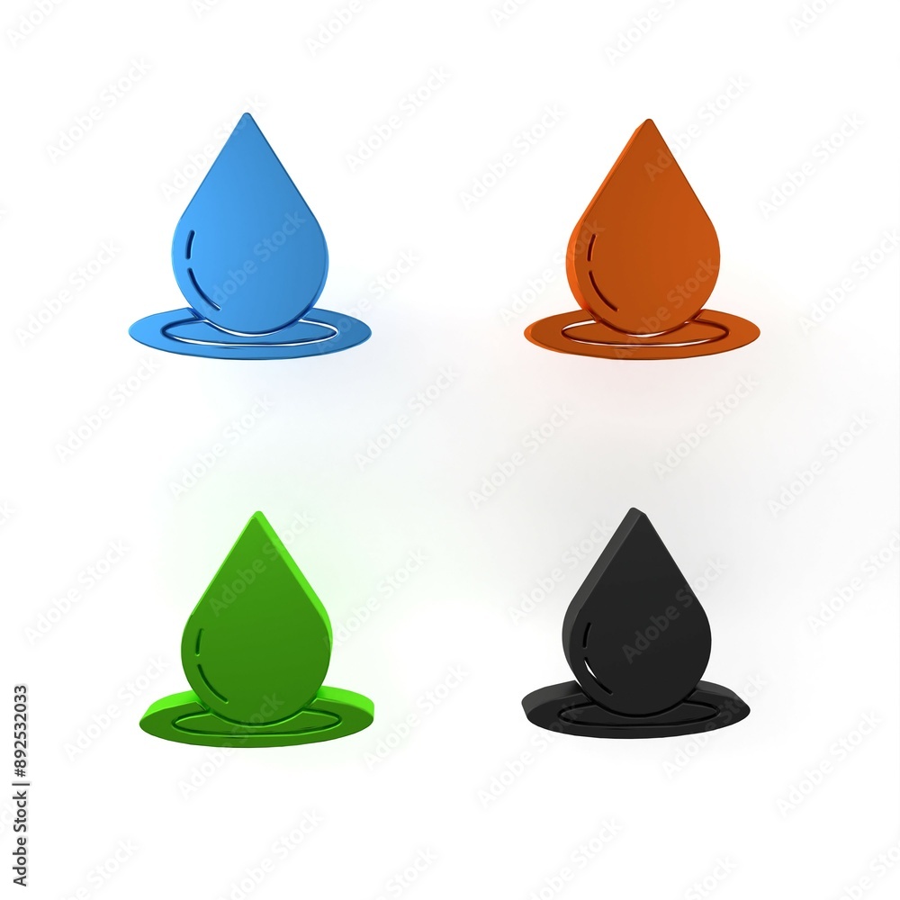 Fototapeta premium Colorful Water drop icon isolated on white background. Minimalism concept. 3D render illustration