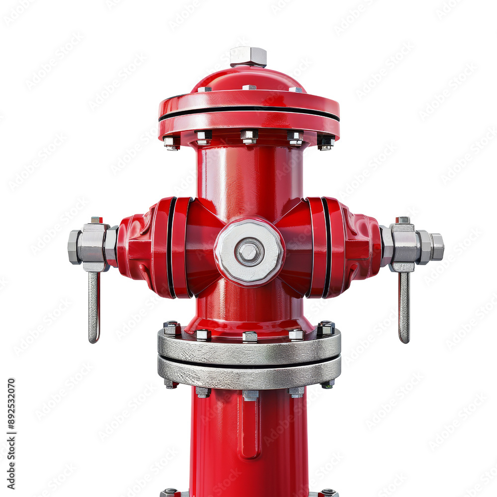 Isolated Red Fire Hydrant with Metallic Details and No Background. Isolated Red Fire Hydrant with Metallic Details and No Background.