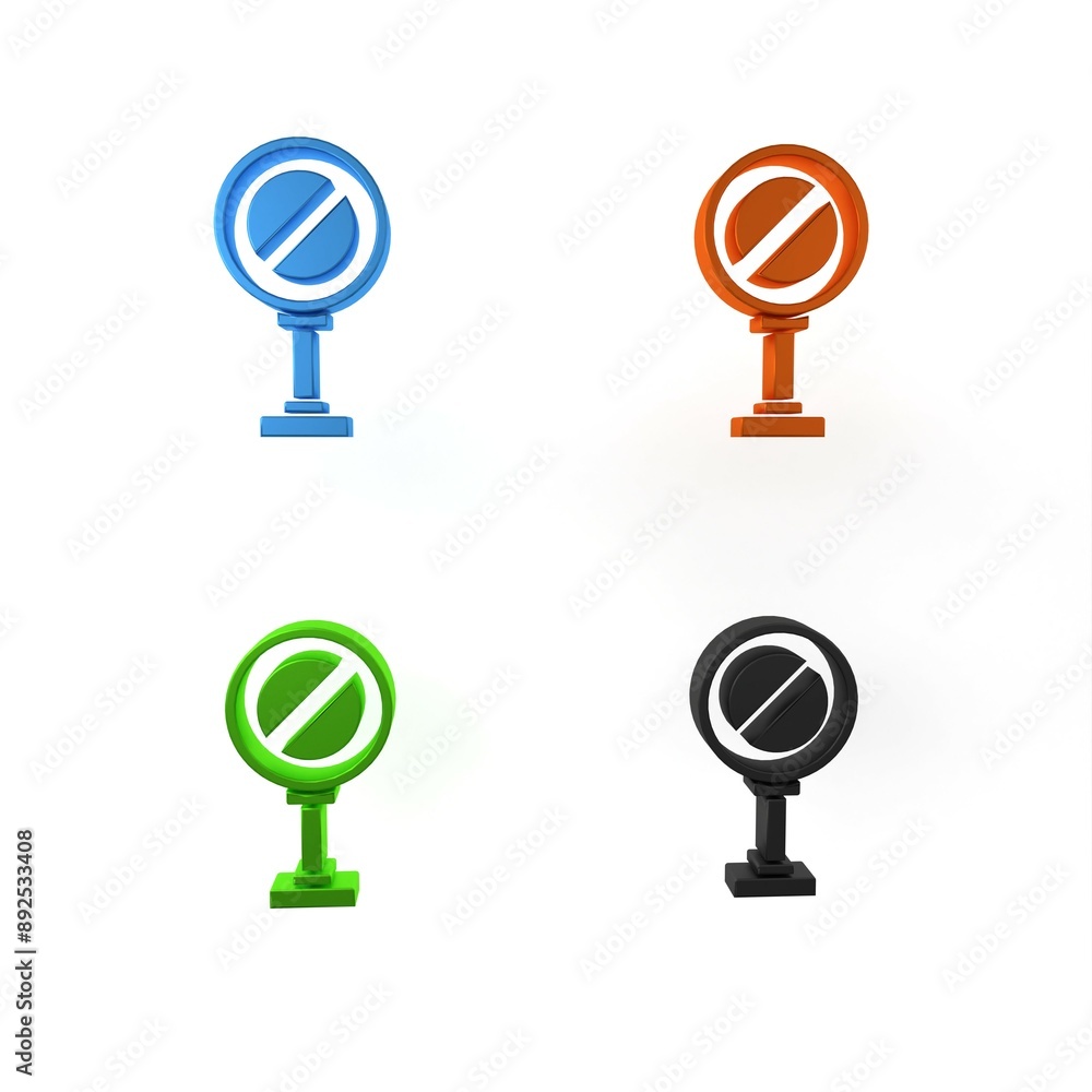 Colorful Stop sign icon isolated on white background. Traffic regulatory warning stop symbol. Minimalism concept. 3D render illustration Colorful Stop sign icon isolated on white background. Traffic regulatory warning stop symbol. Minimalism concept. 3D render illustration