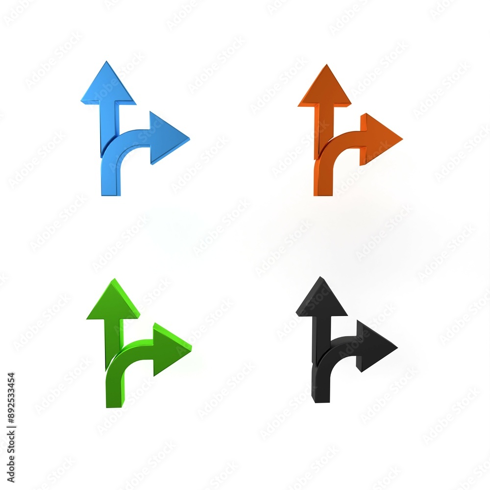Colorful Road traffic sign. Signpost icon isolated on white background. Pointer symbol. Isolated street information sign. Direction sign. Minimalism concept. 3D render illustration Colorful Road traffic sign. Signpost icon isolated on white background. Pointer symbol. Isolated street information sign. Direction sign. Minimalism concept. 3D render illustration