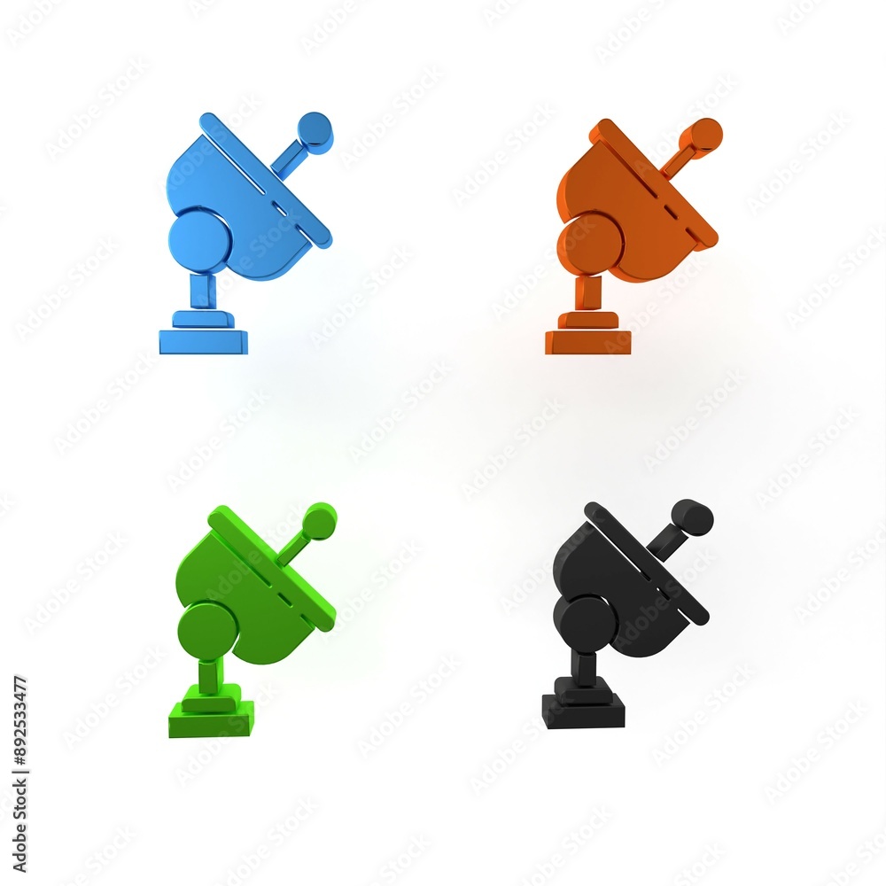 Colorful Radar icon isolated on white background. Search system. Satellite sign. Minimalism concept. 3D render illustration Colorful Radar icon isolated on white background. Search system. Satellite sign. Minimalism concept. 3D render illustration