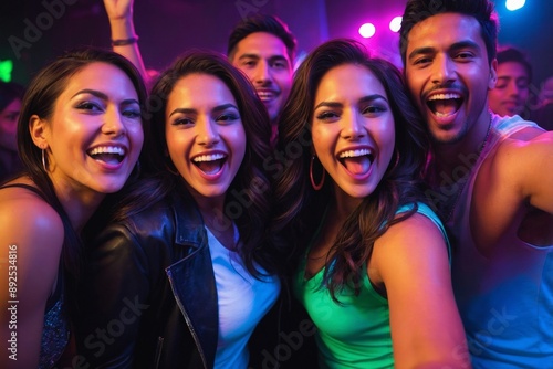 Wallpaper Mural Group of young adults smiling and taking selfie at vibrant party Torontodigital.ca