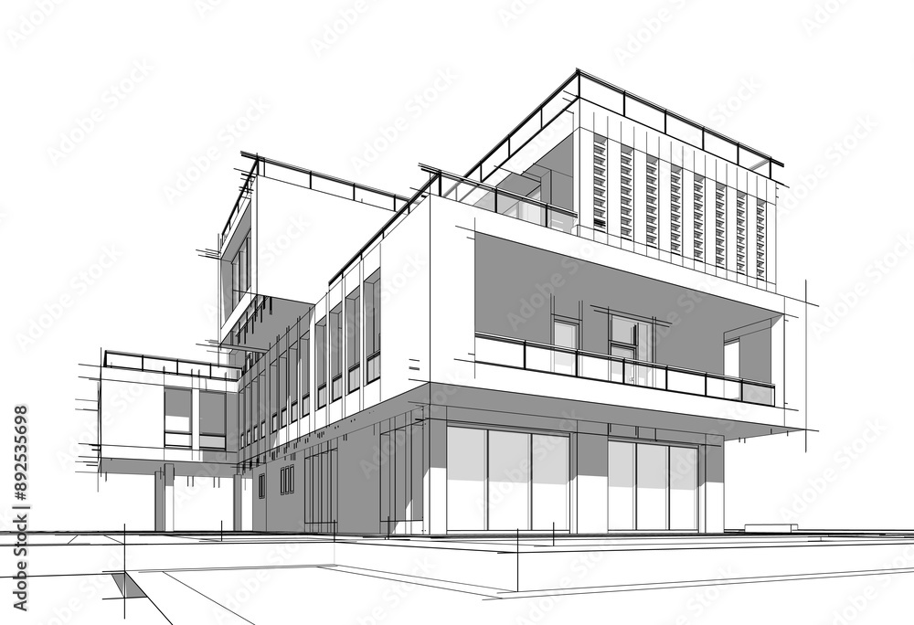 sketch of building 3d rendering sketch of building 3d rendering