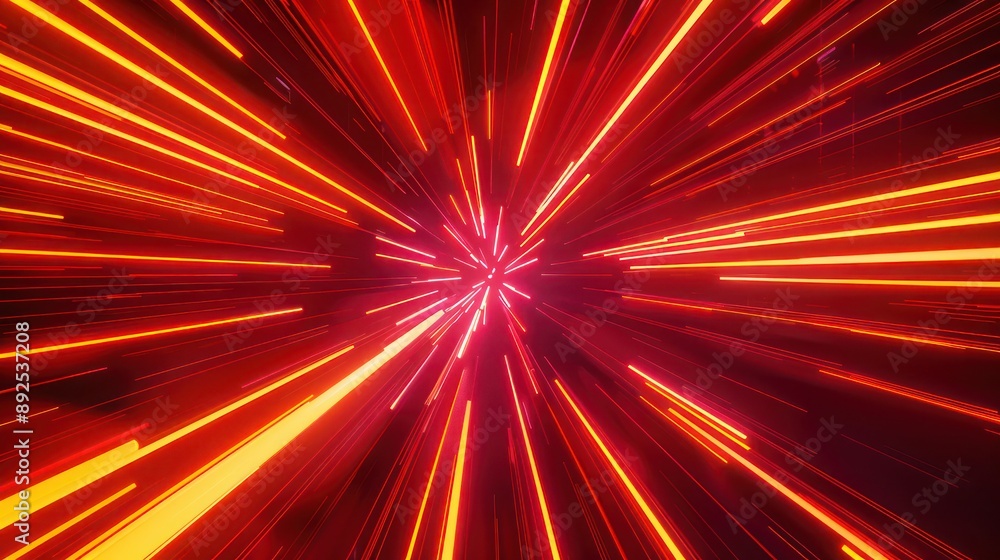 Neon red and orange plexus design, radiating from the center, ample text space on the left Neon red and orange plexus design, radiating from the center, ample text space on the left