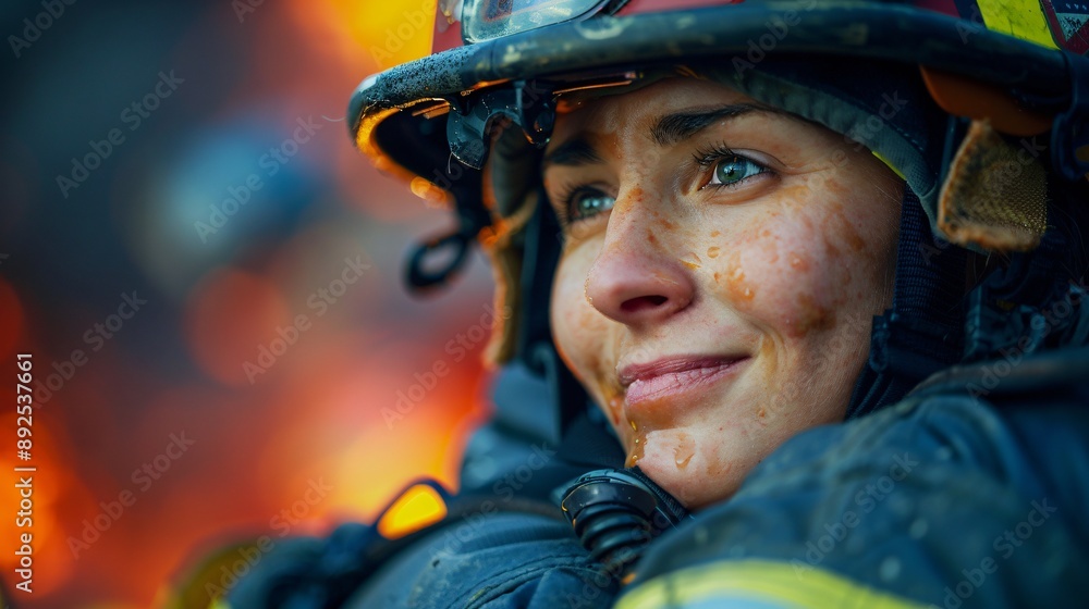 A firefighter comforting a colleague A firefighter comforting a colleague