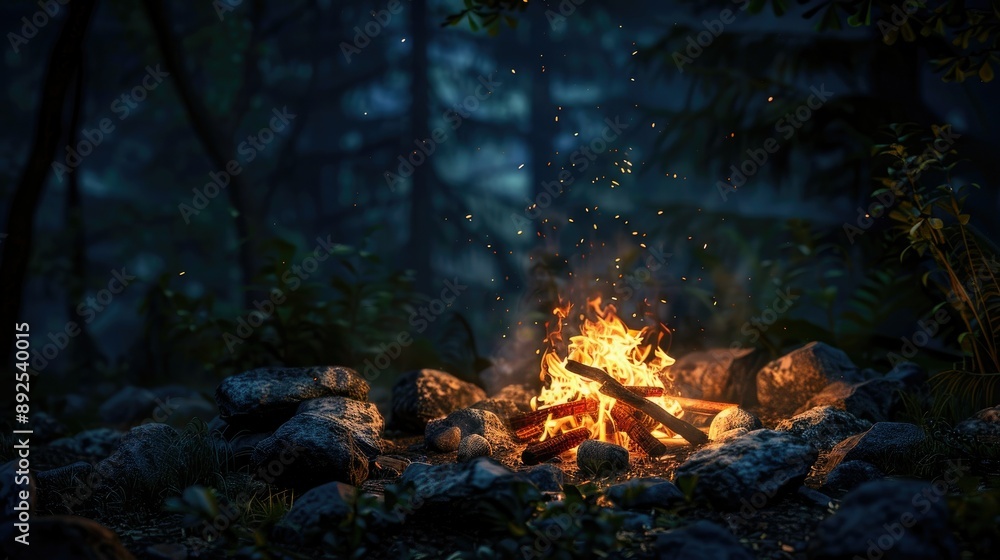 Campfire in the Woods at Night Campfire in the Woods at Night