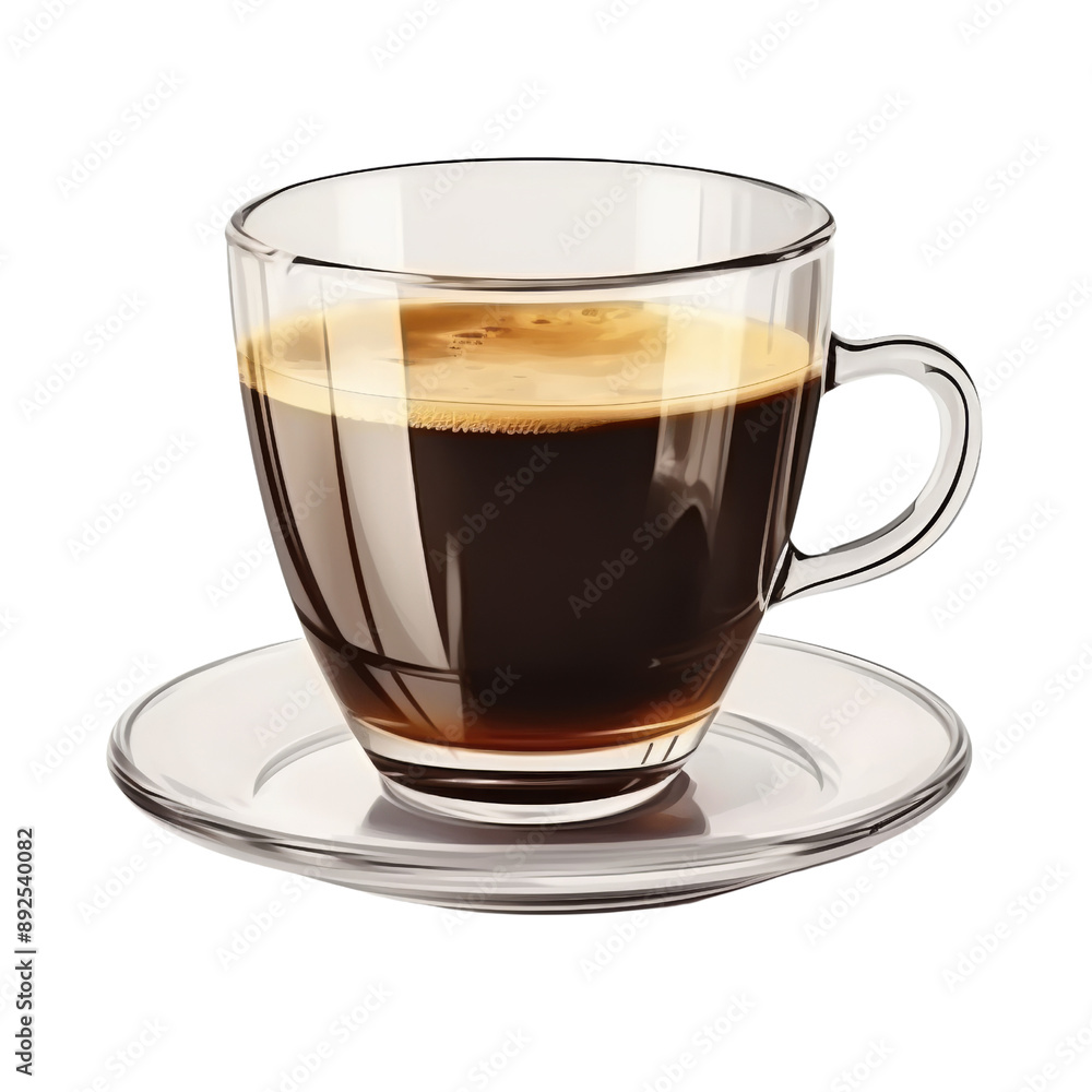 Isolated Transparent Coffee Cup with Dark Coffee Beverage. Isolated Transparent Coffee Cup with Dark Coffee Beverage.