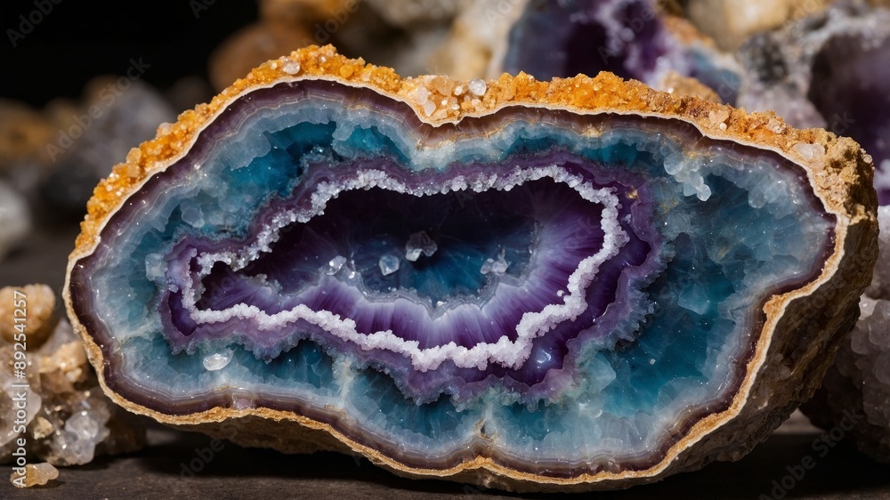 Close-Up of a Polished Geode Cross-Section Close-Up of a Polished Geode Cross-Section