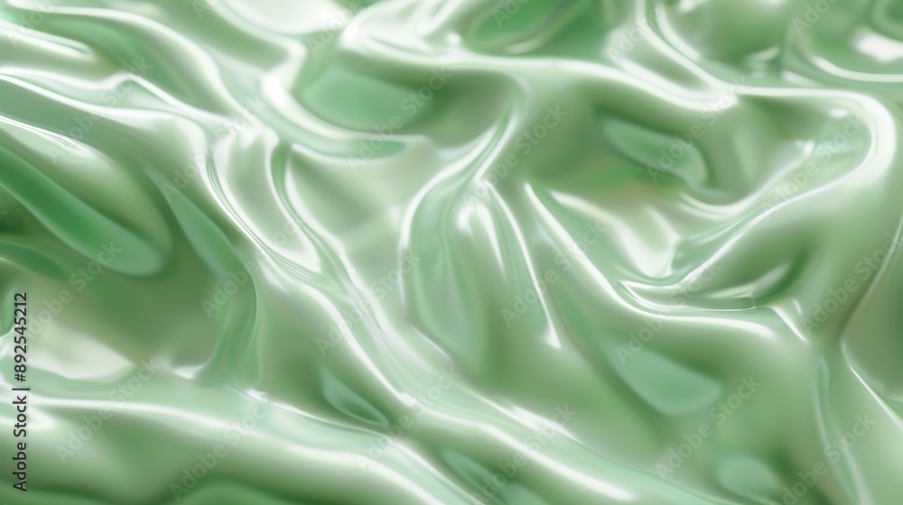 Obraz premium A close-up of swirling light green cream in motion.