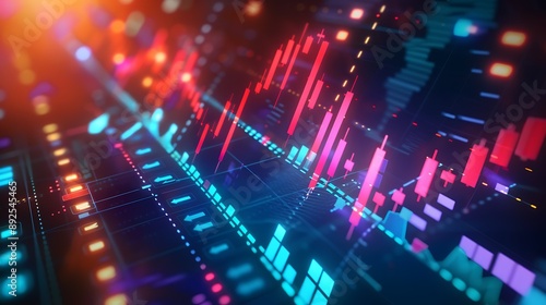 Abstract financial graph with uptrend line and arrows in the stock market