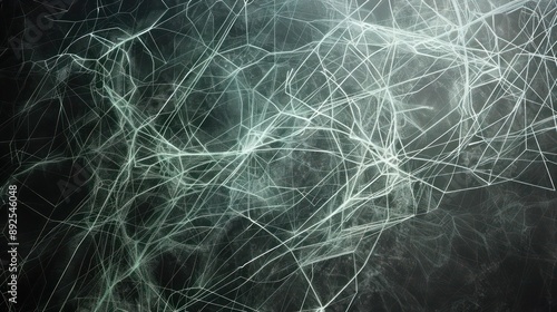 Silver and pale green lines forming a frost-like network against a dark canvas, clear and spacious for text