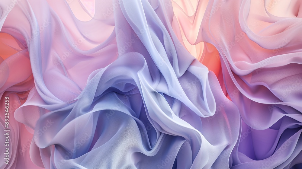 Fototapeta premium Abstract wavy background with pastel colors, flowing fabric textures.