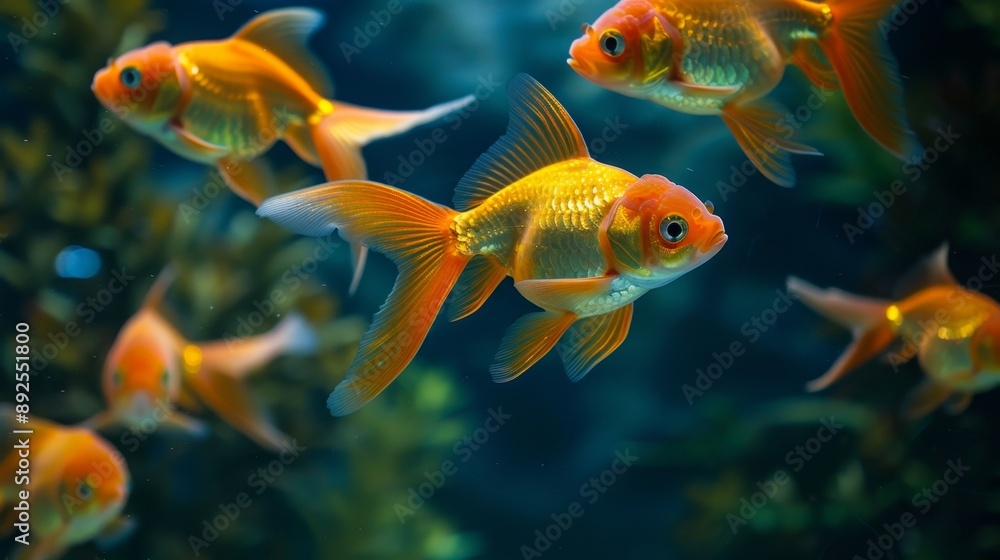 Goldfish Swimming in Aquarium. Goldfish Swimming in Aquarium.