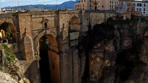 Ronda Arch Bridge and Cityscape in Andalusia, Spain - Aerial View
