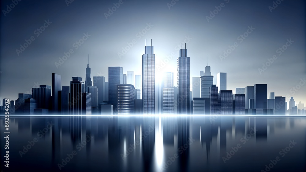 Obraz premium The Cityscape in Twilight: A Monochromatic Impression of Urban Geometry Generative AI Art