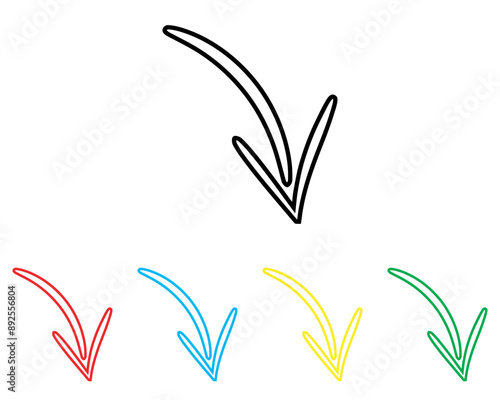 Curved arrow icon vector. Arrow pointer icon sign symbol in trendy flat style. Set elements in colored icons. Arrow down vector icon illustration isolated on white background
