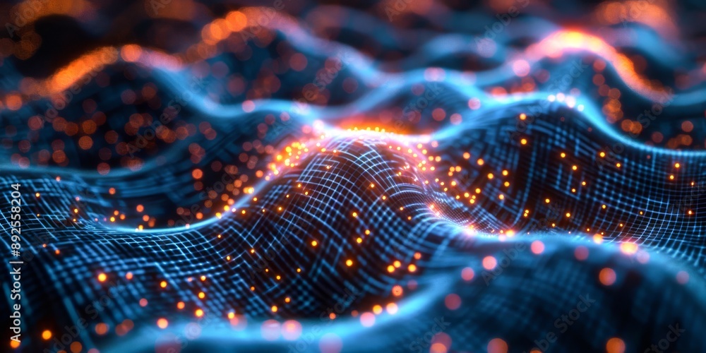 An abstract depiction of artificial intelligence with neural network connections and glowing data nodes An abstract depiction of artificial intelligence with neural network connections and glowing data nodes