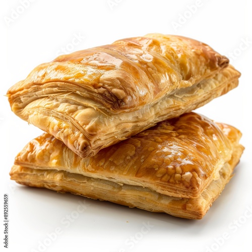 Two freshly baked puff pastry pockets, golden brown and glistening, ready to be enjoyed photo