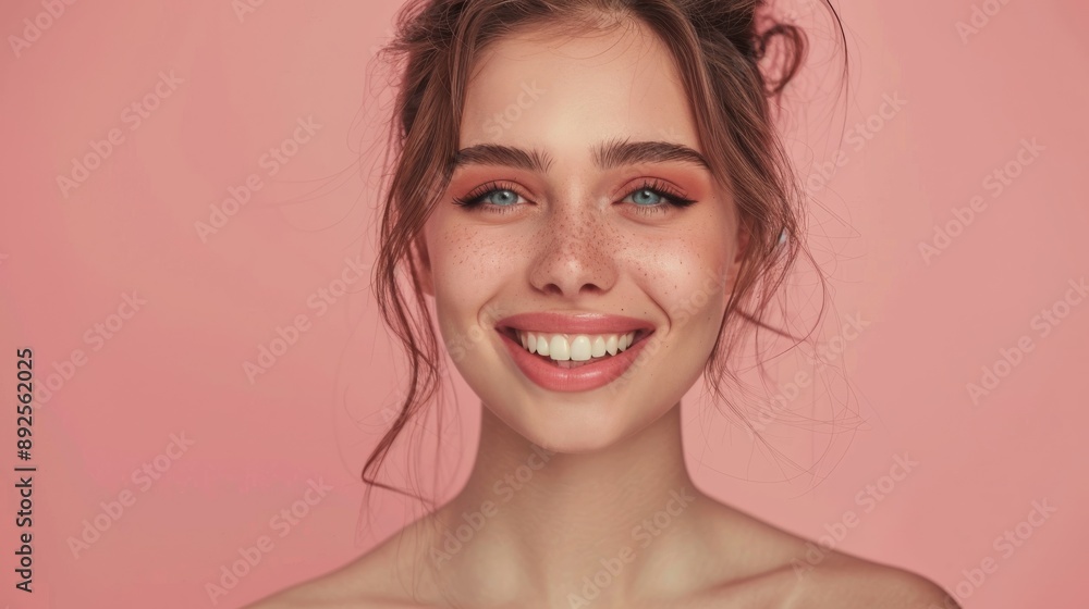 Radiant Caucasian woman with a joyful expression and flawless skin background is clear and clean Radiant Caucasian woman with a joyful expression and flawless skin background is clear and clean