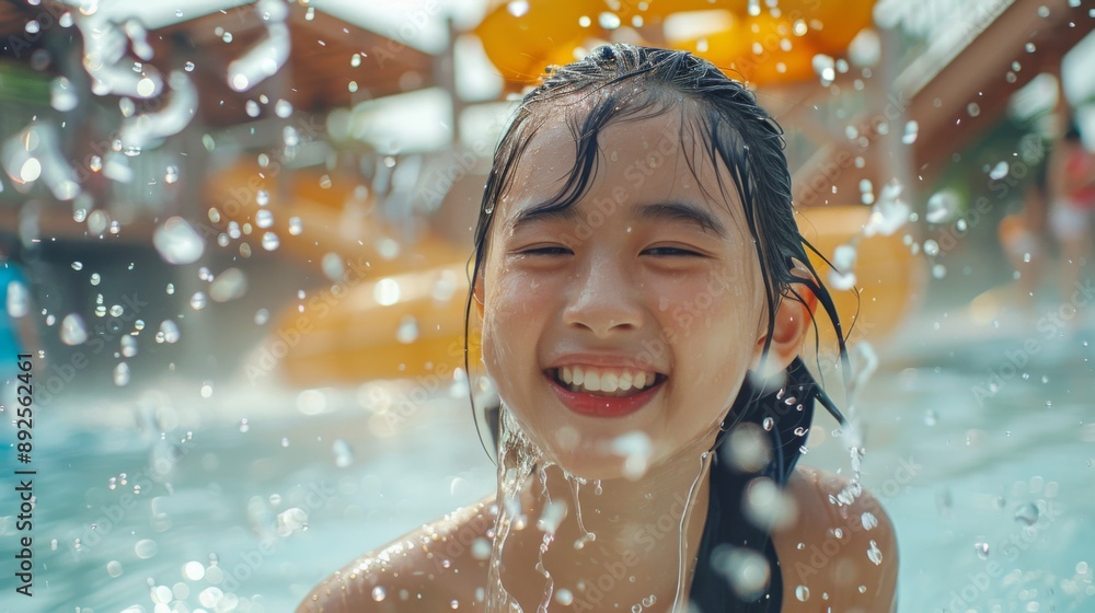 Happy Child Enjoying Water Park Happy Child Enjoying Water Park