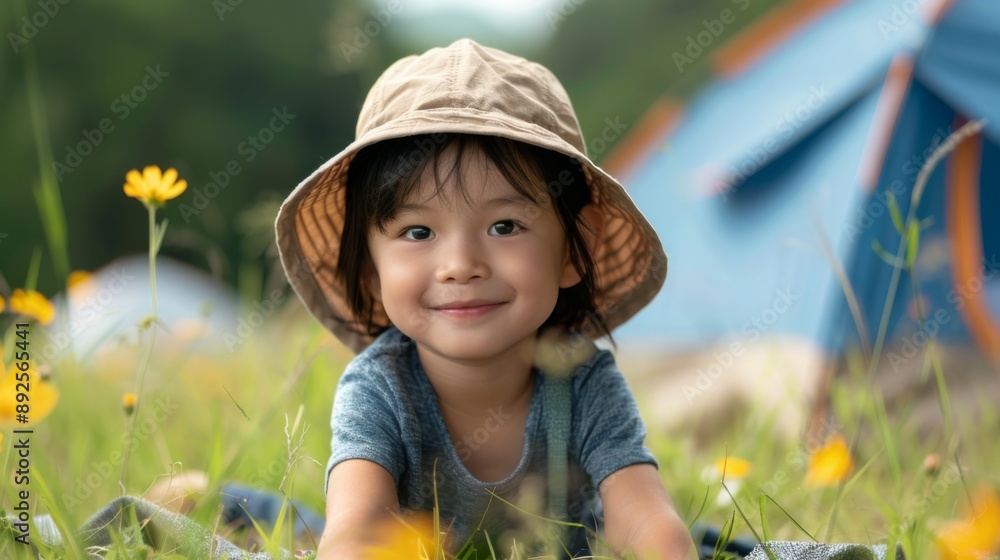 Young Child Smiling in Nature Young Child Smiling in Nature
